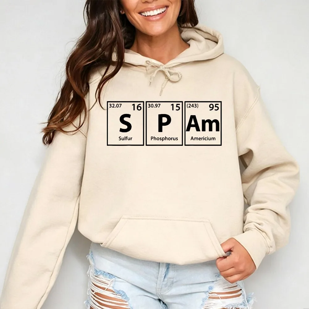 Spam (S-P-Am) Periodic Table Elements Sweatshirt Chemistry Element Hoodies Soft Fall Streetwear Hooded Science Pun Pullover