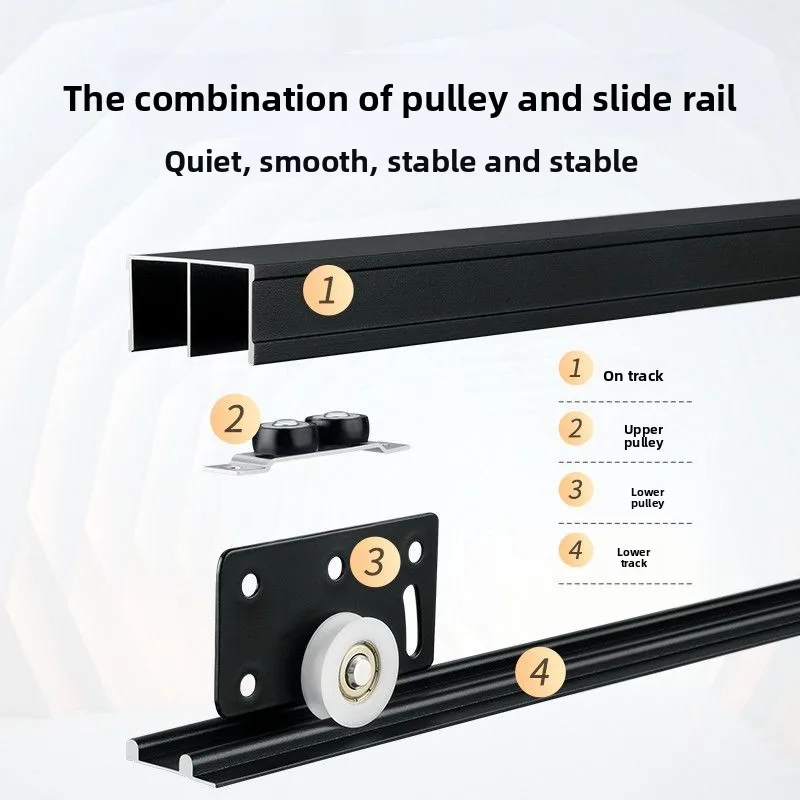 Picture 3: Push-pull Door Track Wardrobe Cabinet Double-slot Mountain-shaped Upper Lower Guide Rails  Alloy Sliding Door Accessories