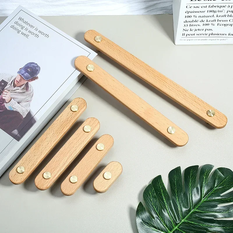 

Nordic Log Cabinet Handles Drawer Knobs Cartoon Beech Wood Wardrobe Door Children's Room Solid Wood Handles for Furniture