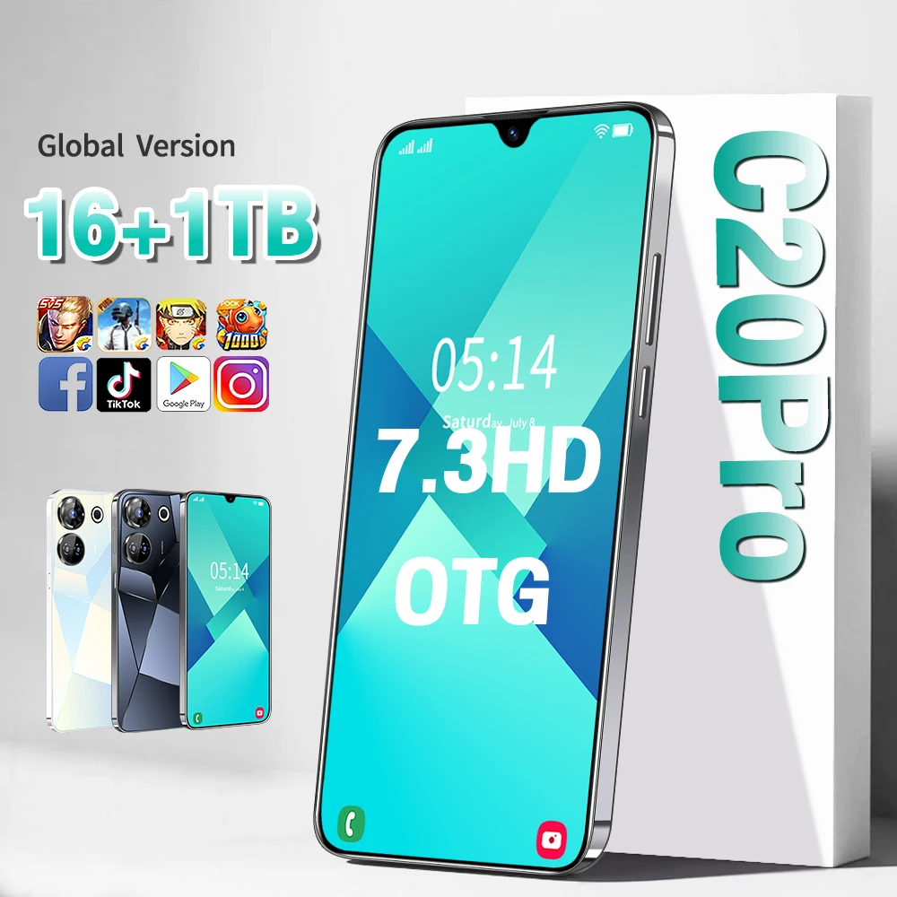 Global Version C20 Pro Smartphone 5G 7.3 Inch Snapdragon 8 gen2 108MP Camera 8000Mah Battery Android Phone Unlocked Celular