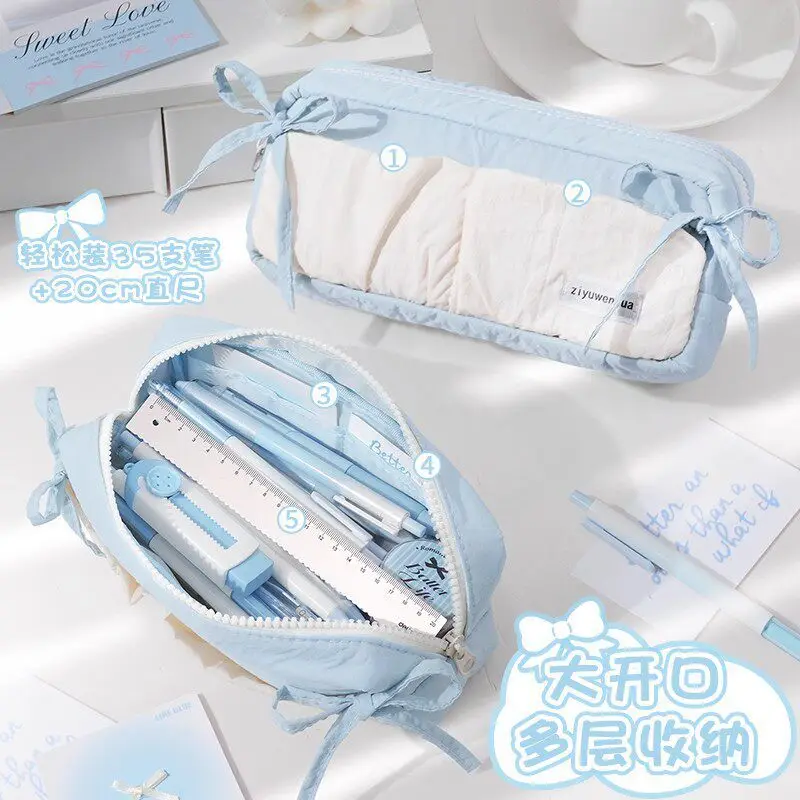Ins Style Cloud Bow Pencil Case Cute Large Capacity Stationery Bag New Fashion Pencil Pouch For Teen Girls back to school