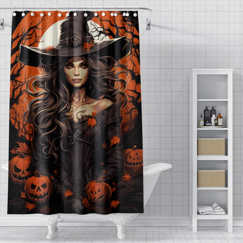 Home decoration shower curtains bathroom waterproof curtain fabric Modern Nordic Living Room happy Halloween Autumn Pumpkin