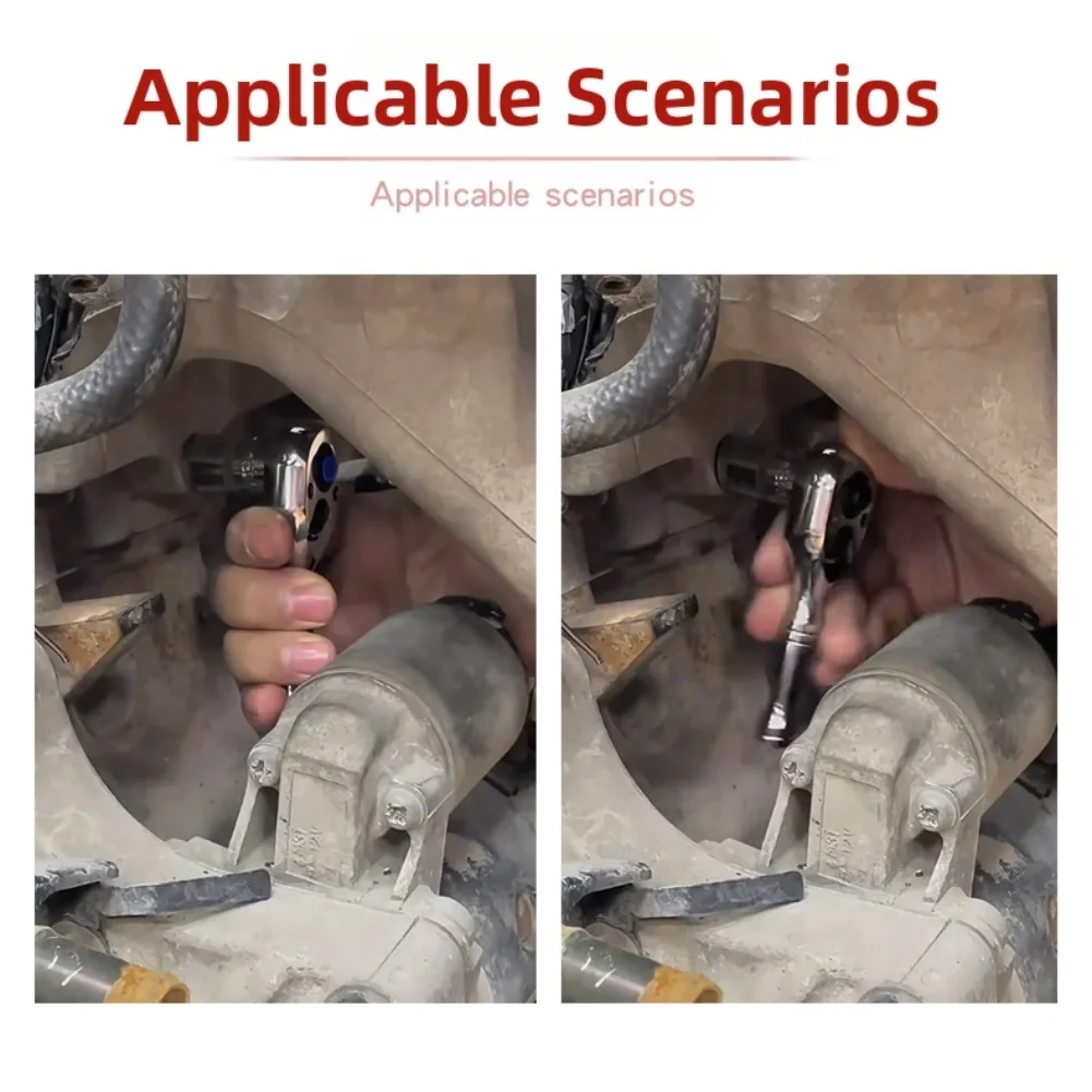 Mini llave de trinquete de 72 dientes, llave de accionamiento de 3/8 pulgadas, llave de trinquete con mango, llave de trinquete pequeña para herramienta manual de reparación de automóviles, 1 ud.
