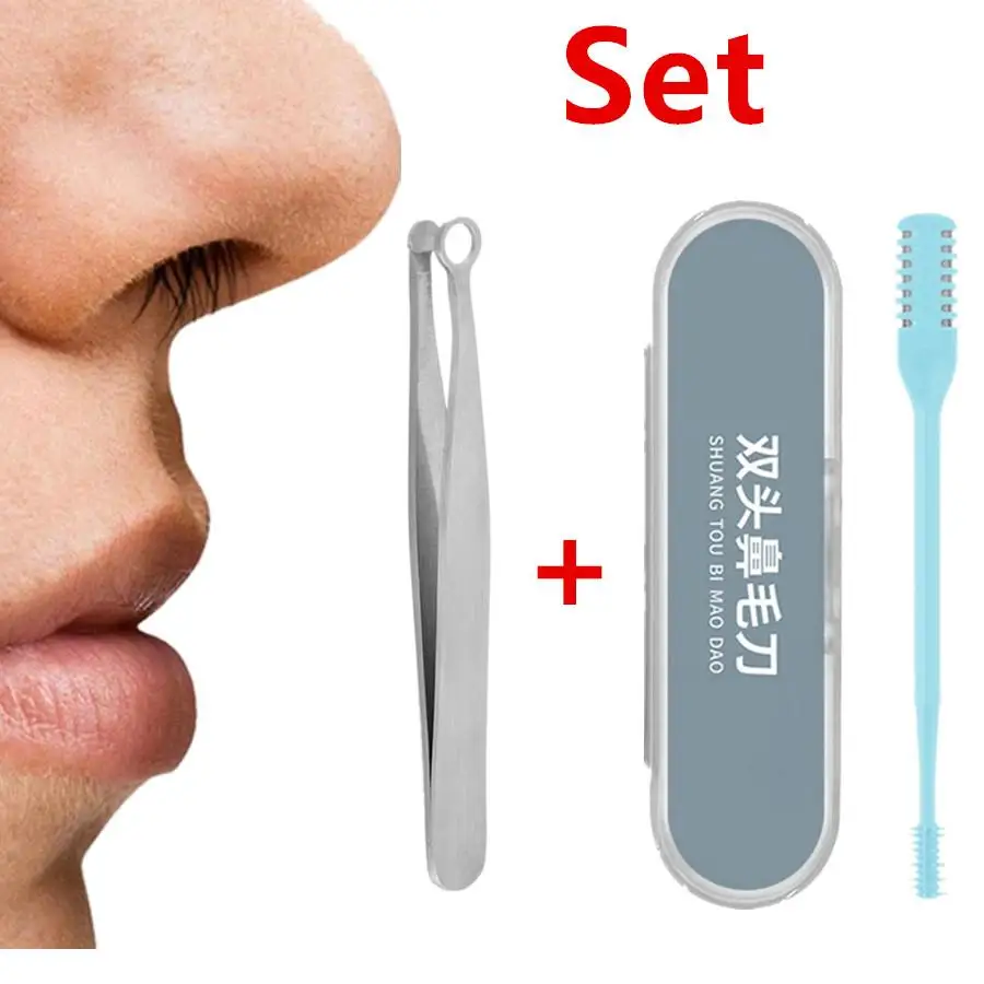 

Set Portable Nose Hair Trimmer 360 Degree Rotating Double Head Nose Hair Trimmer Washable Safe Formula Hair Removal Accessor