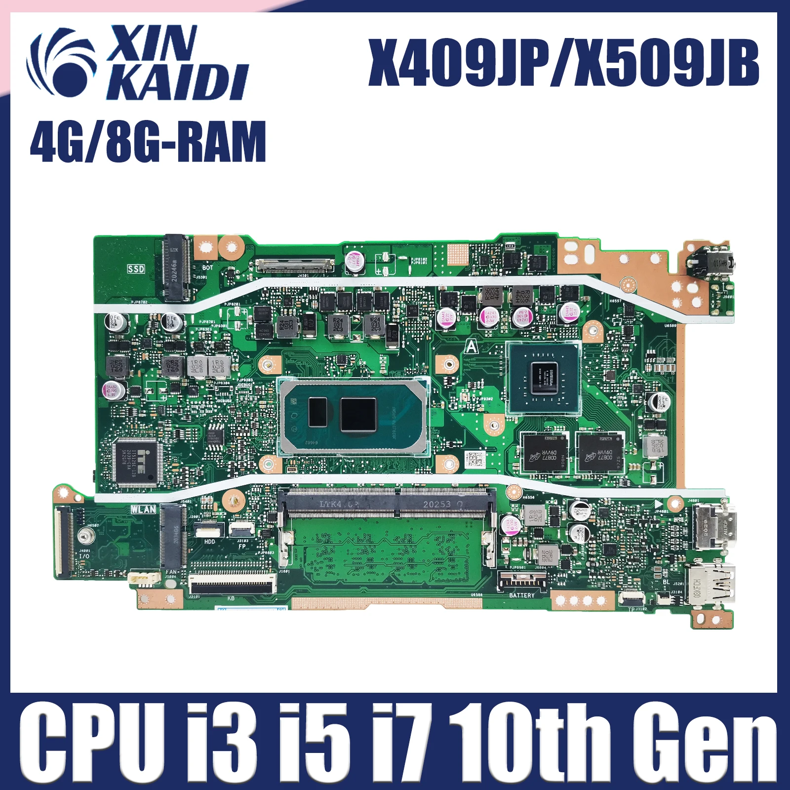 

X409JP Laptop Motherboard For ASUS X509JB X509JP X409JB R409J P1510CJA Notebook Mainboard CPU I3 I5 I7-10th Gen 4G/8G-RAM 920MX