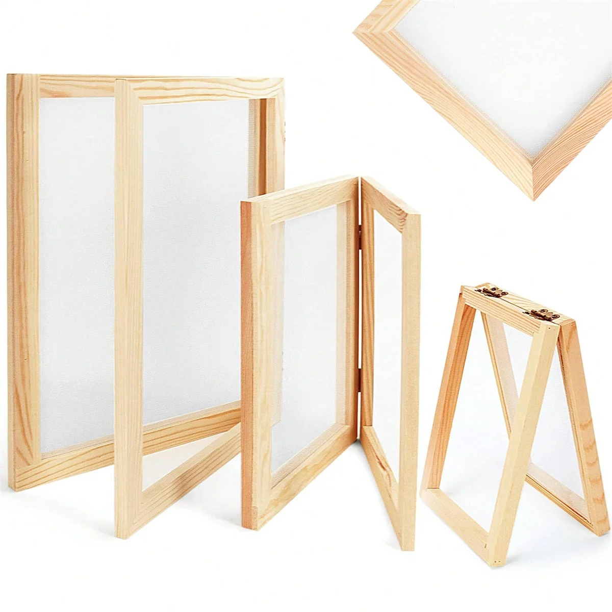 3pcs/set Paper Making Wooden Frame Wooden Paper Making Screen Paper Making Mold 3 Sizes Wooden Frame for DIY Paper Craft Making