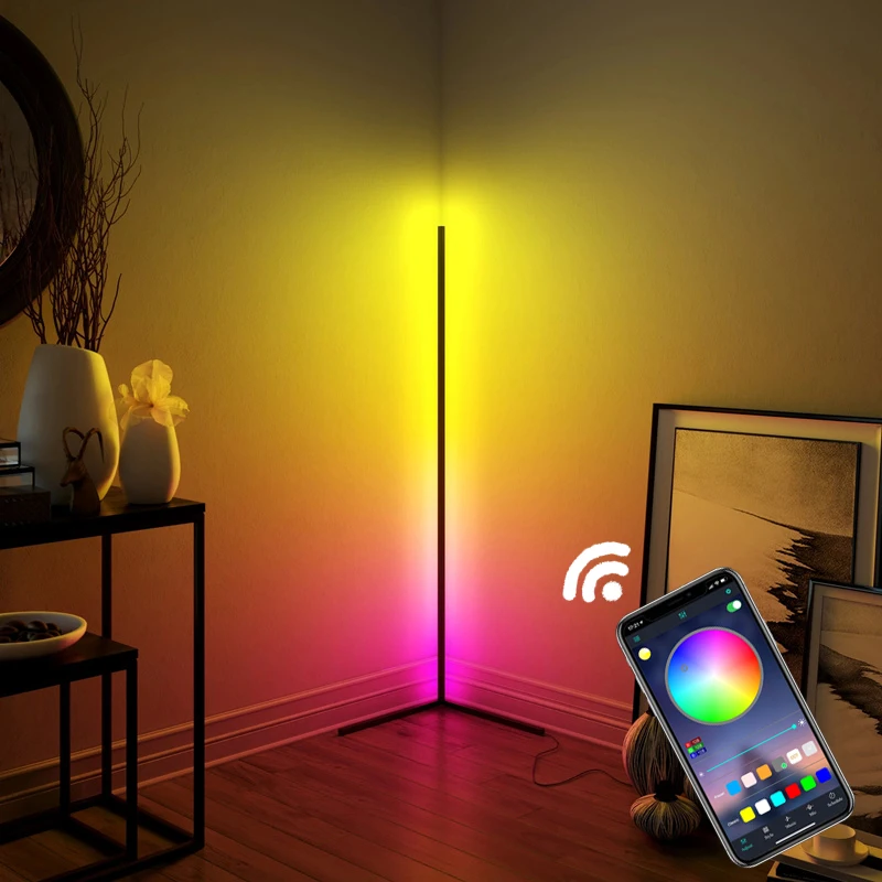 

Modern bedroom led simple smart home RGB floor light color changing minimum corner stand smallest corner floor lamp