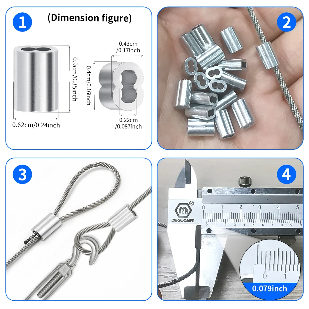 Picture 5: 10M/20M Stainless Steel Cable Rope Garden Railing Kit, 304 Stainless Steel Rope, 2mm Outdoor Steel Cable