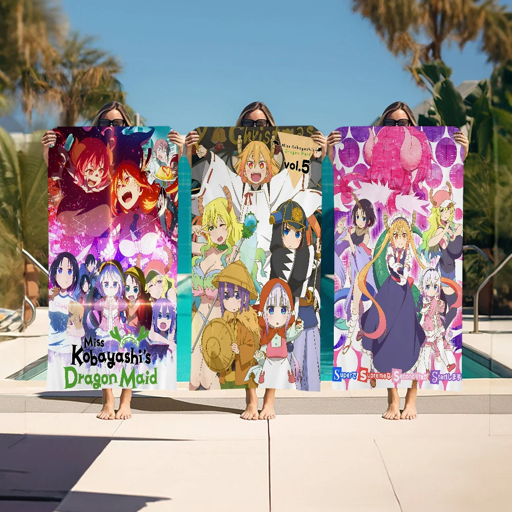 

1PC Anime Miss Kobayashi's Dragon Maid Microfiber Printed Beach Towel Mountain Climbing Yoga Beach SwimmingAbsorbent Soft Towel