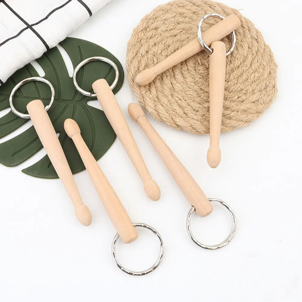 

Creative Drum Stick Keychain Unique Key Ring Pendant For Bag Backpack Ornament Key Decoration Wooden Zinc Alloy Design Gift For