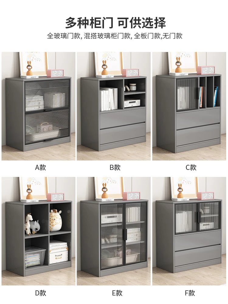 Customized low bookcase with glass door, cabinet door, light luxury, high-end children's storage, storage display