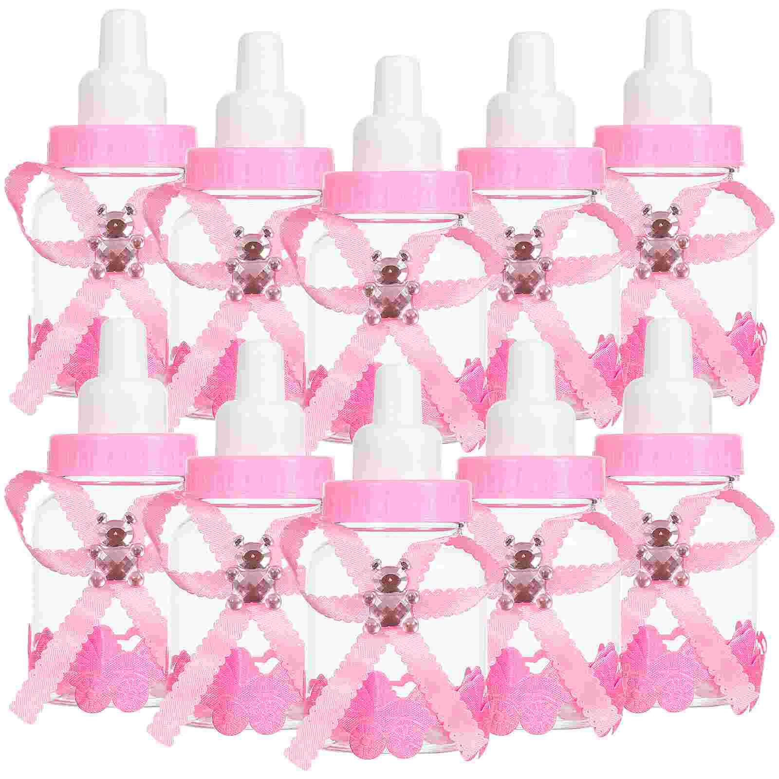 NUOLUX 12pcs Feeder Style Candy Bottle Gift Box Baby Shower Favors (Pink) Baby shower box Baby shower gift box