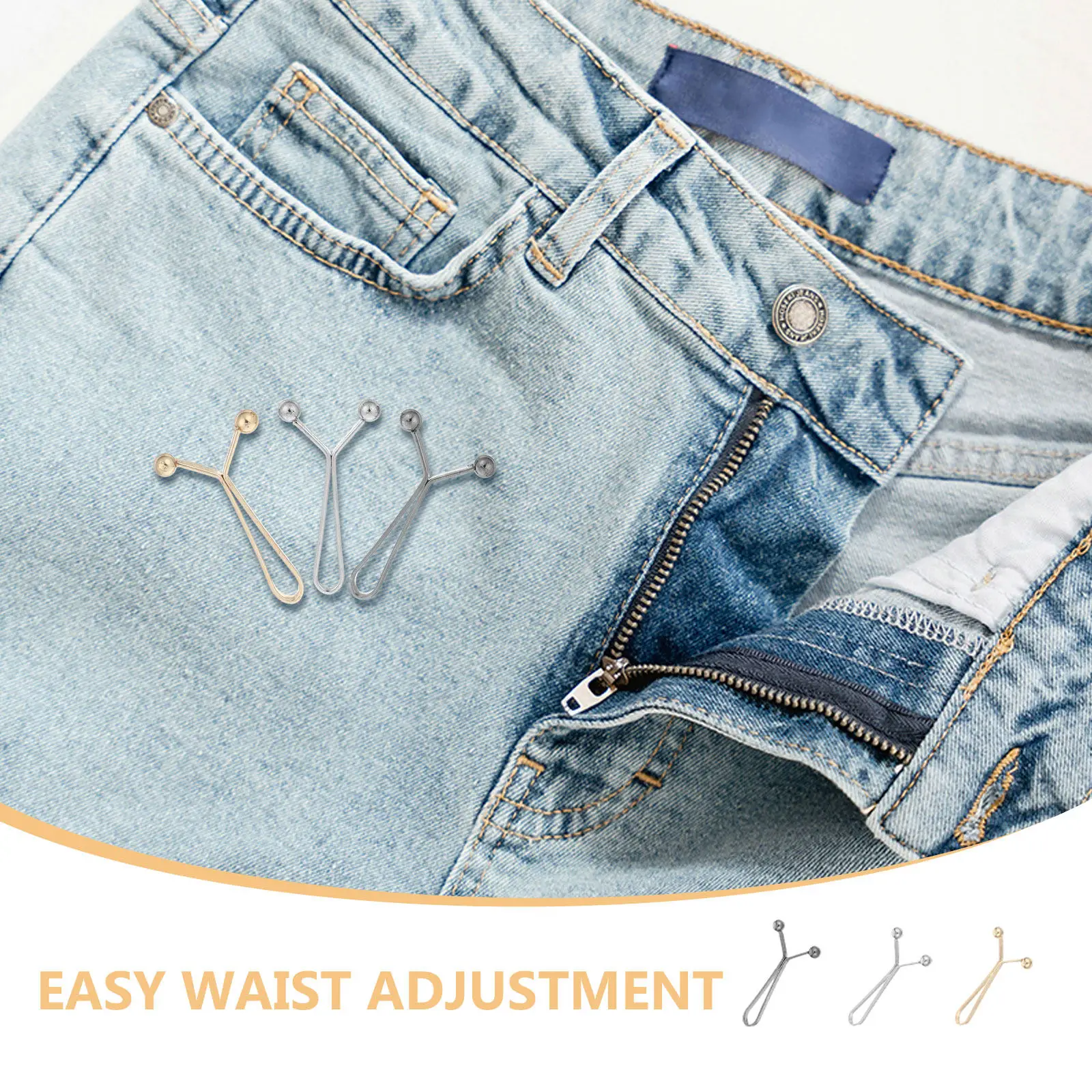 24 Pcs Invisible Waist Buckle Jeans Pants Clothing Accessories Clips to Tighten Waistband Fasteners Detachable Tightener