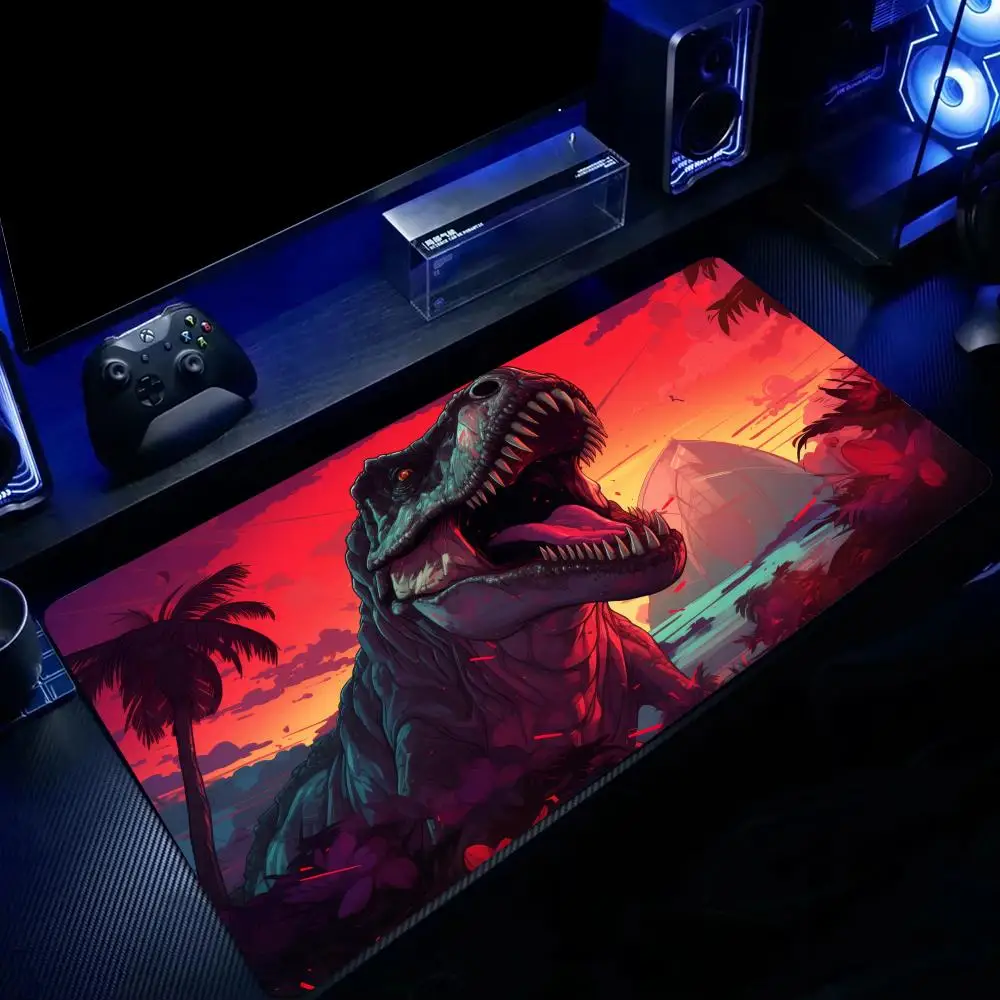 Fierce Dinosaur Digital Art Design Large Mouse Pad Desk Mat Non-Slip Stitched Edge Office Mat Gaming Pad Computer Mousepads