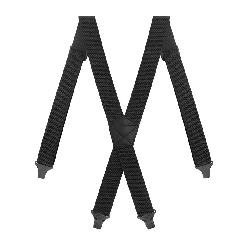 Heavy Duty Outdoor Suspenders for Men 3.7cm Wide X-Back with 4 Plastic Gripper Clasps Adjustable Elastic Trouser Pants Braces