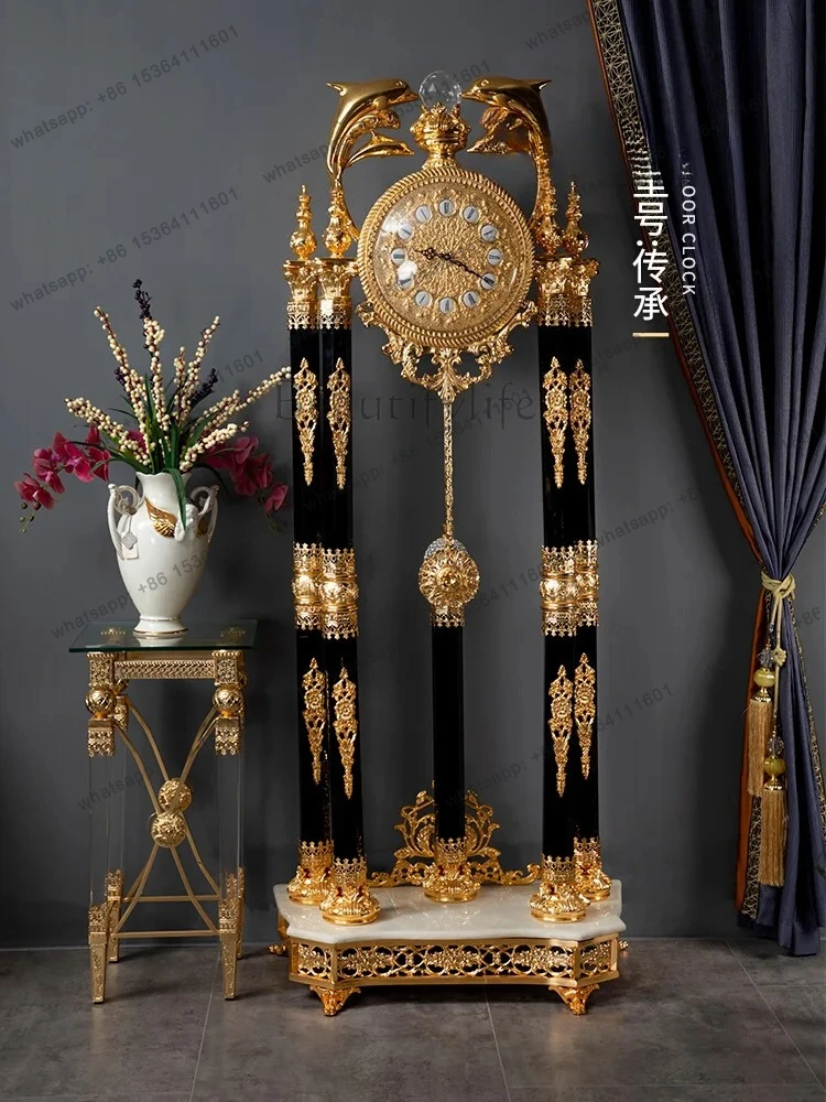 European quartz movement villa living room high-end mechanical floor clock classical luxury vertical clock