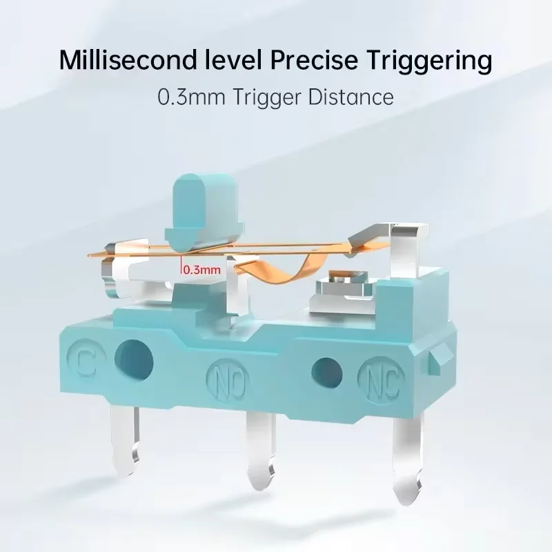 1Pcs Kailh New Style GM8.0 Micro Switch 90 Million Lifespan Gaming Mouse 3Pin Transparent shell Blue Dot