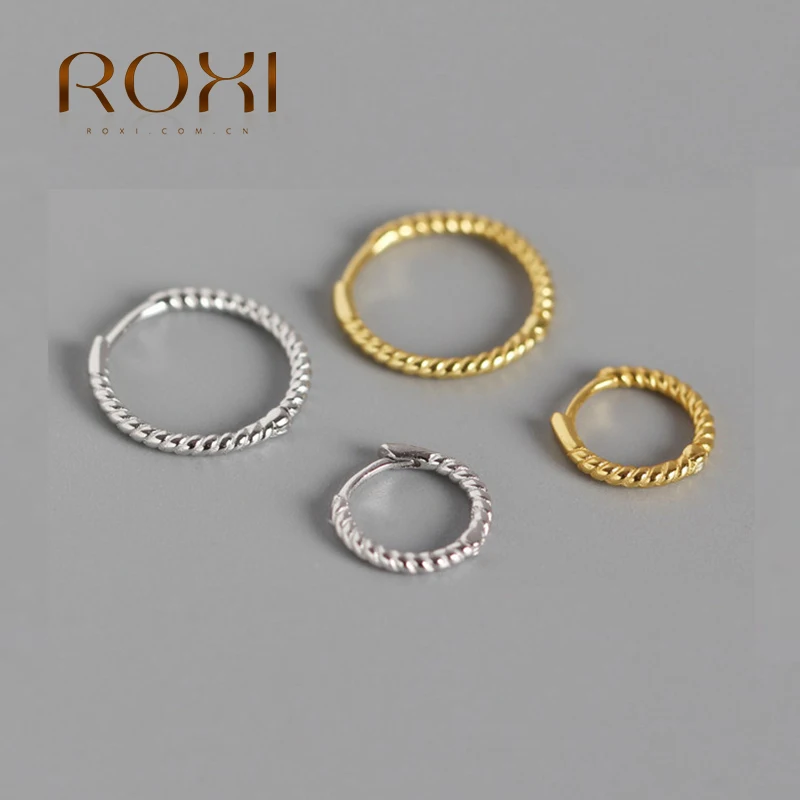 ROXI Orecchini a cerchio piccoli semplici per donna Linee intrecciate Cerchio Orecchini in argento sterling 100% 925 Anelli per orecchie Orecchini