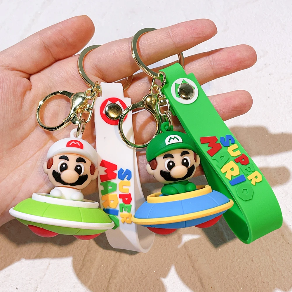 Cartoon 3D Super Mario Bros Keychain Accesorios Schoolbag Pendant Key Bag Decoration Birthday Gift Collection Ornament Kids To