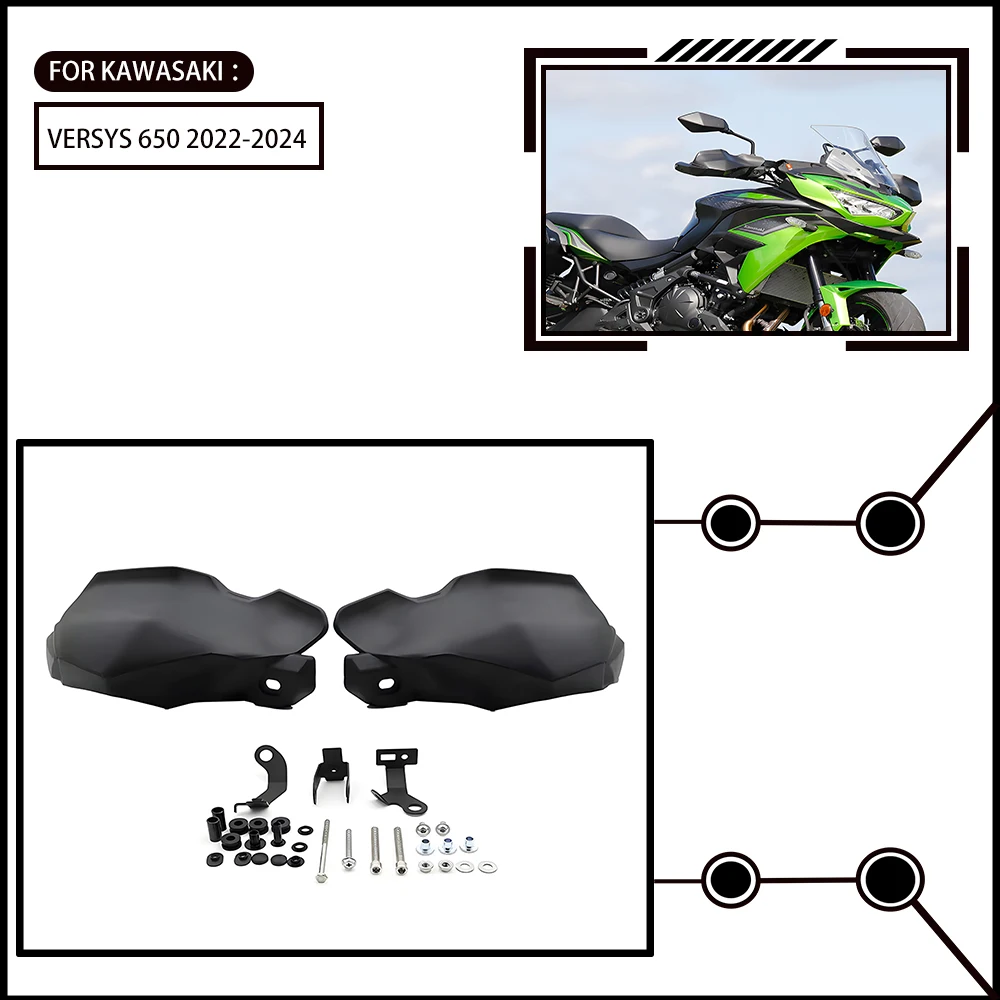 Motorcycle Handlebar Handguard Guard Cover for Kawasaki Versys 650 2022-2024 Models - Durable Protection for Your Handlebars