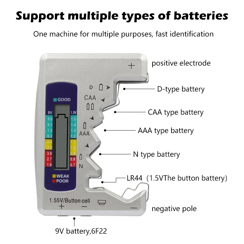 AA AAA 9V 1.5V Battery Tester LCD Display Button Cell Battery Capacity Check Detector electronic load Diagnostic Tools Detection