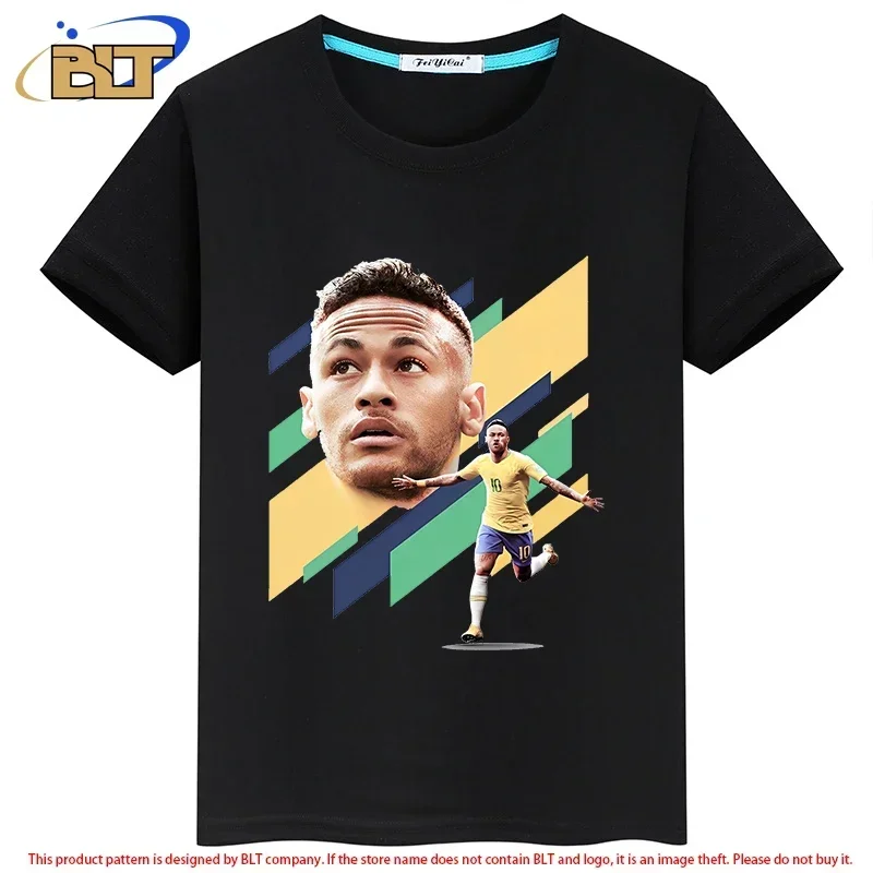 Neymar printed children's clothing children's summer black short-sleeved sports T-shirt boys and ladies casual tops