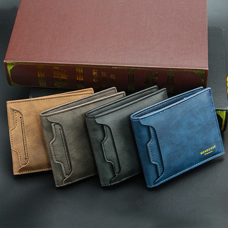 Men's Wallet Luxury Designer Card Holder for Male PU Leather Men Wallets Fold Portable Short Purse Cardholder	Billfold