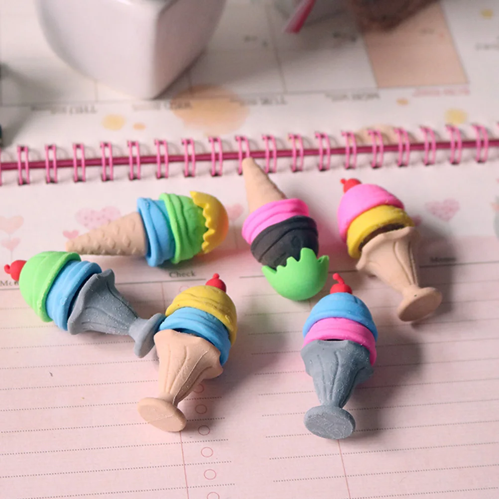 

30pcs Ice Cream Erasers Cartoon Kids School Supplies Student Desk Accessories Bright Colors Safe Reliable