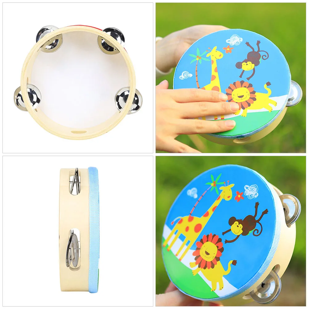 Pandereta para niños, juguetes musicales, instrumentos de percusión de mano, juguete musical de superficie lisa portátil ligero, educativo