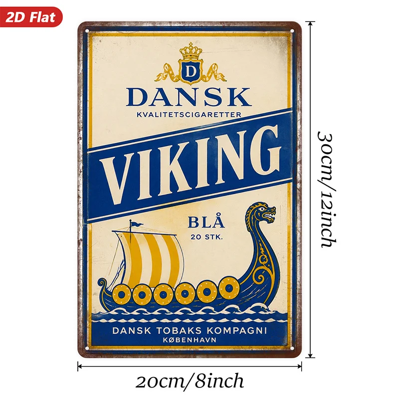 2D Flat, Metal Sign Wall Art, Viking Themed Decor, 