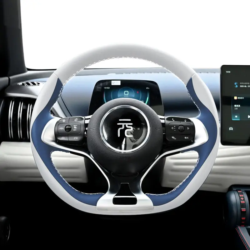 

Для BYD Yuan Plus 2024, антибактериальный кожаный чехол на руль, сшитый вручную, аксессуары для салона автомобиля