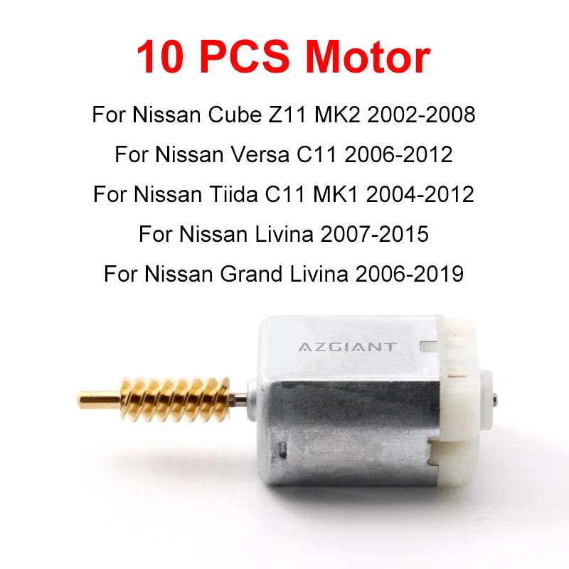 10PCS For Nissan Cube Versa Tiida Grand Livina 2007-2008 VD868Z06 Car Door Lock Actuator Core Motor Power 12V Repair  Engine