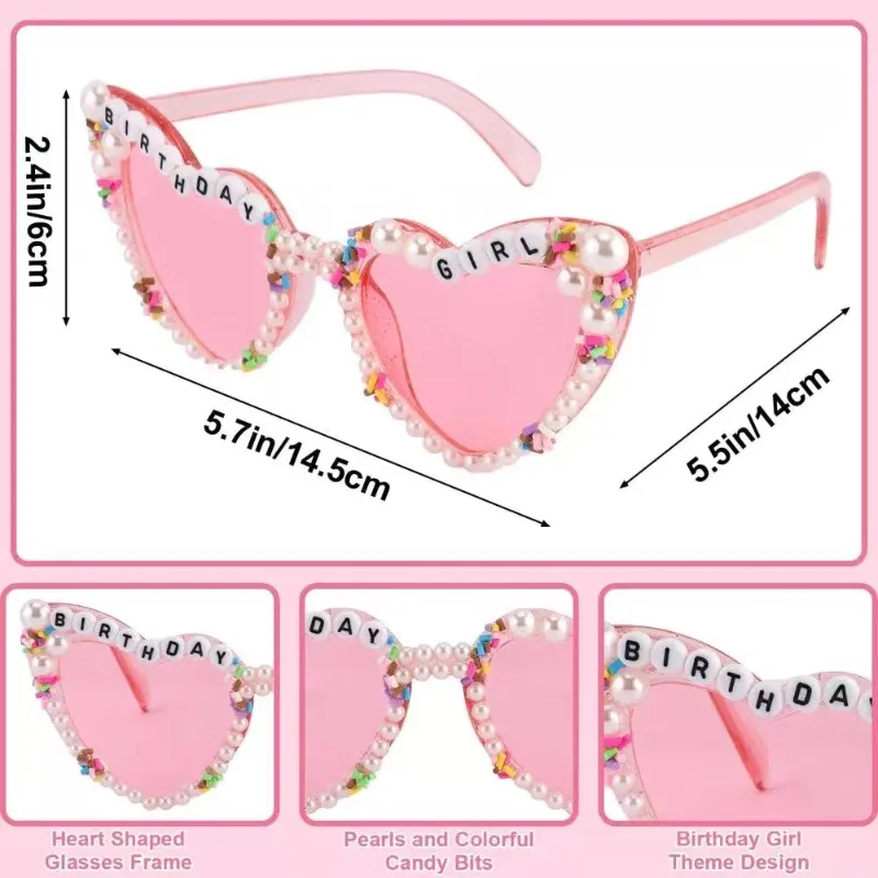 3pcs/set Birthday Girl Sash Glitter Hair Hoop Tiara Crown Sunglasses Set Pink Party Accessories Women Princess Outfits Gifts - view 6