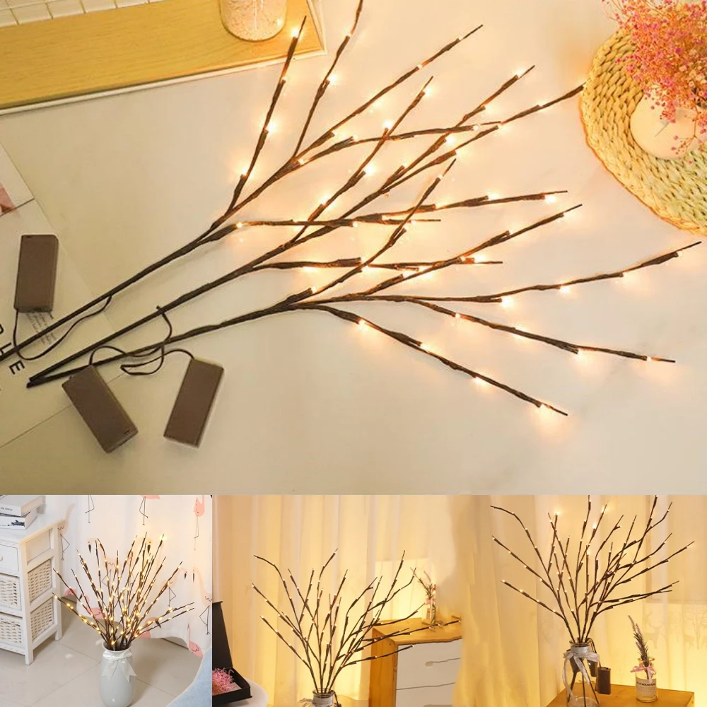 

20 светодиодов ветка березы, праздничные огни, ветка рождественской елки, сказочная гирлянда, вечерние, свадебные украшения, ветка, настольная лампа для ужина