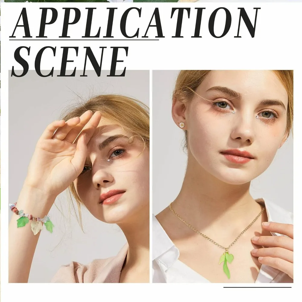160 Pcs 8 Styles Acrylic Leaves Green Acrylic Leaf Charms Frosted Leaves Beads Maple Leaf Pendants for Earring Necklace kit