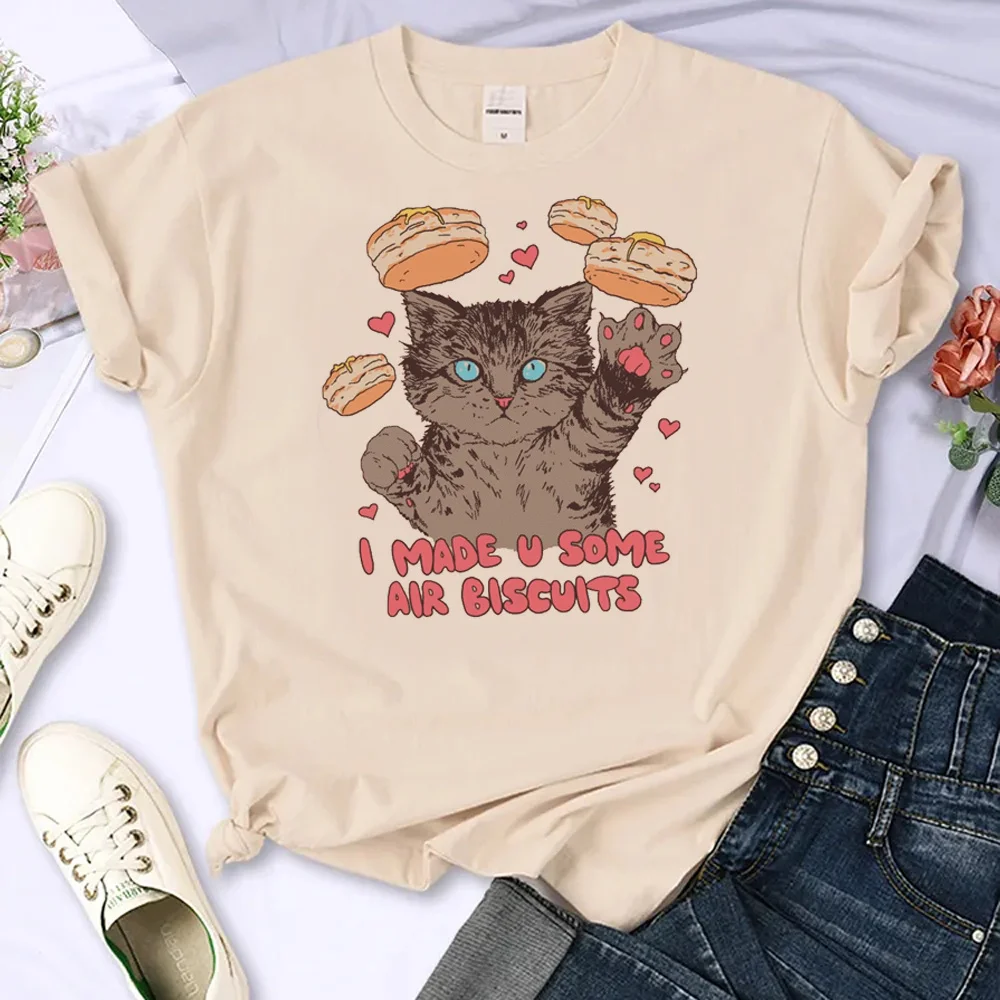 

Funny Cat Print t shirt women Japanese comic t-shirts girl y2k anime clothes