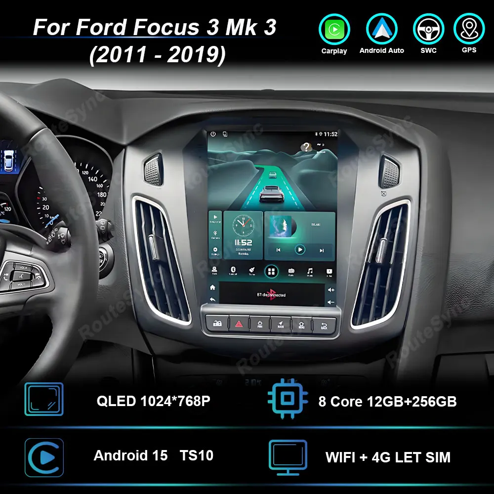 Android 15 Car Radio For Ford Focus MK3 2011 - 2019 Multimedia Video Player Navigation GPS Stereo Auto Carplay WIFI Touch Screen