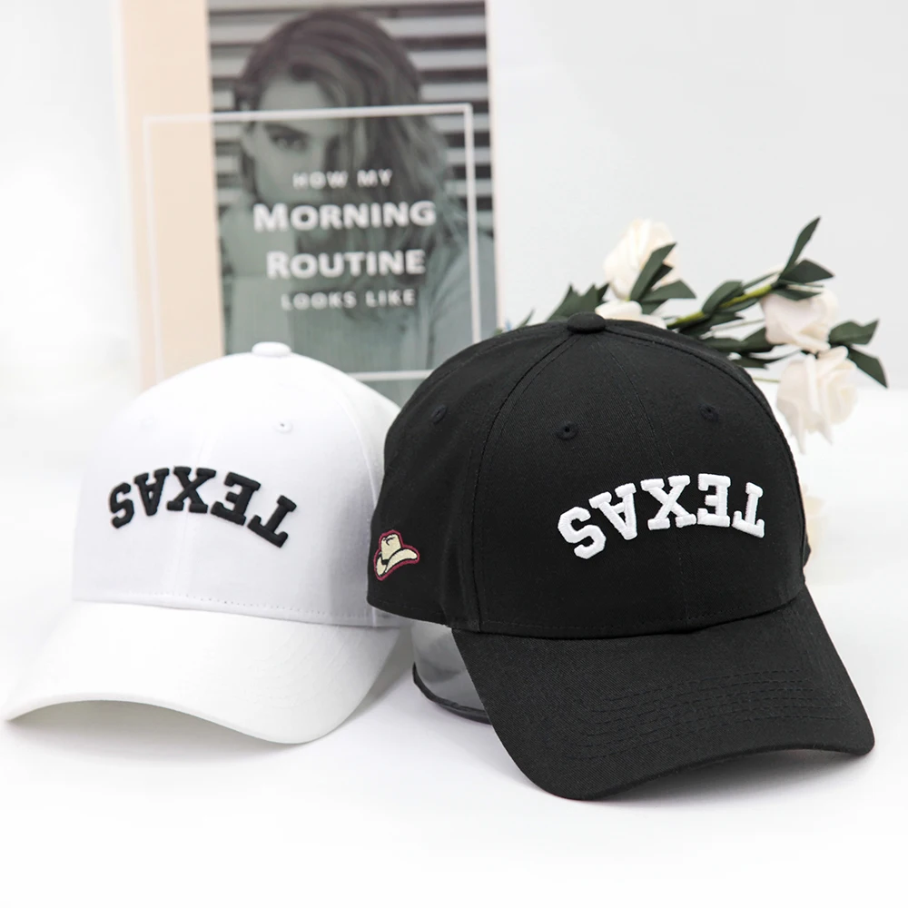 قبعة بيسبول للجنسين بشعار TEXAS مطرزة ثلاثية الأبعاد عالية الجودة مناسبة للرياضات الخارجية وقبعات السفر