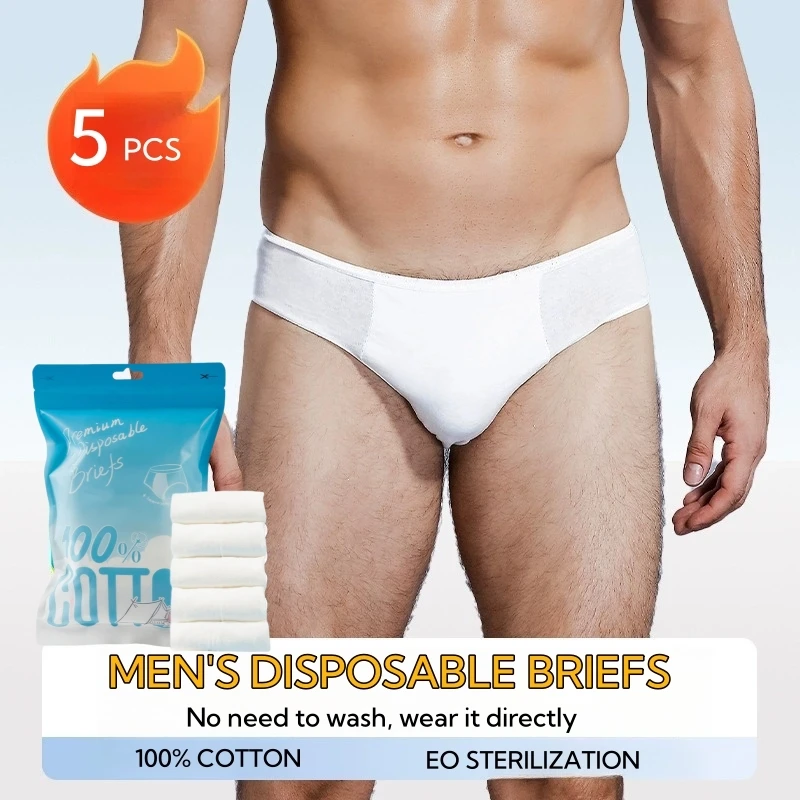 Disposable Cotton Underpants for Men Portable Knitted Briefs Travel Business Hotel Free Washing Lazy Man Underwear