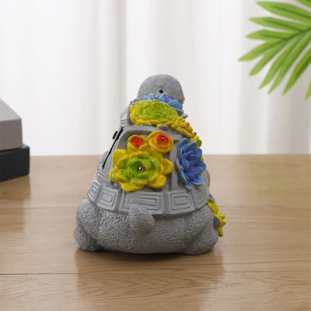 Solar Turtle Flower Light Turtle Sculpture Garden Light Decorative Turtle Succulent Sculpture Waterproof for Housewarming Gifts