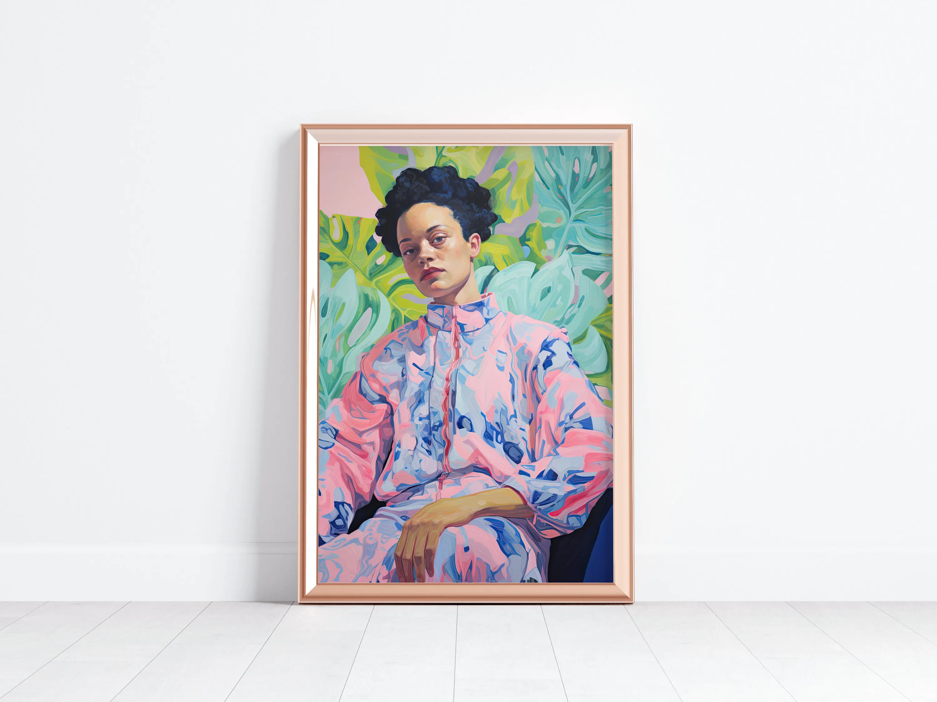 Woman Kimono Botany Romantic Asian Sunflowe Tiger Blue Poster Print Wall Art Pictures Canvas Painting Living Room Home 