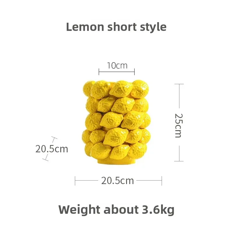 Lemon Vase,Ceramic Short Design,Fruit Vase,Modern Natural Shape,Tabletop Vase,Home Living Sample Room Decor Ornament