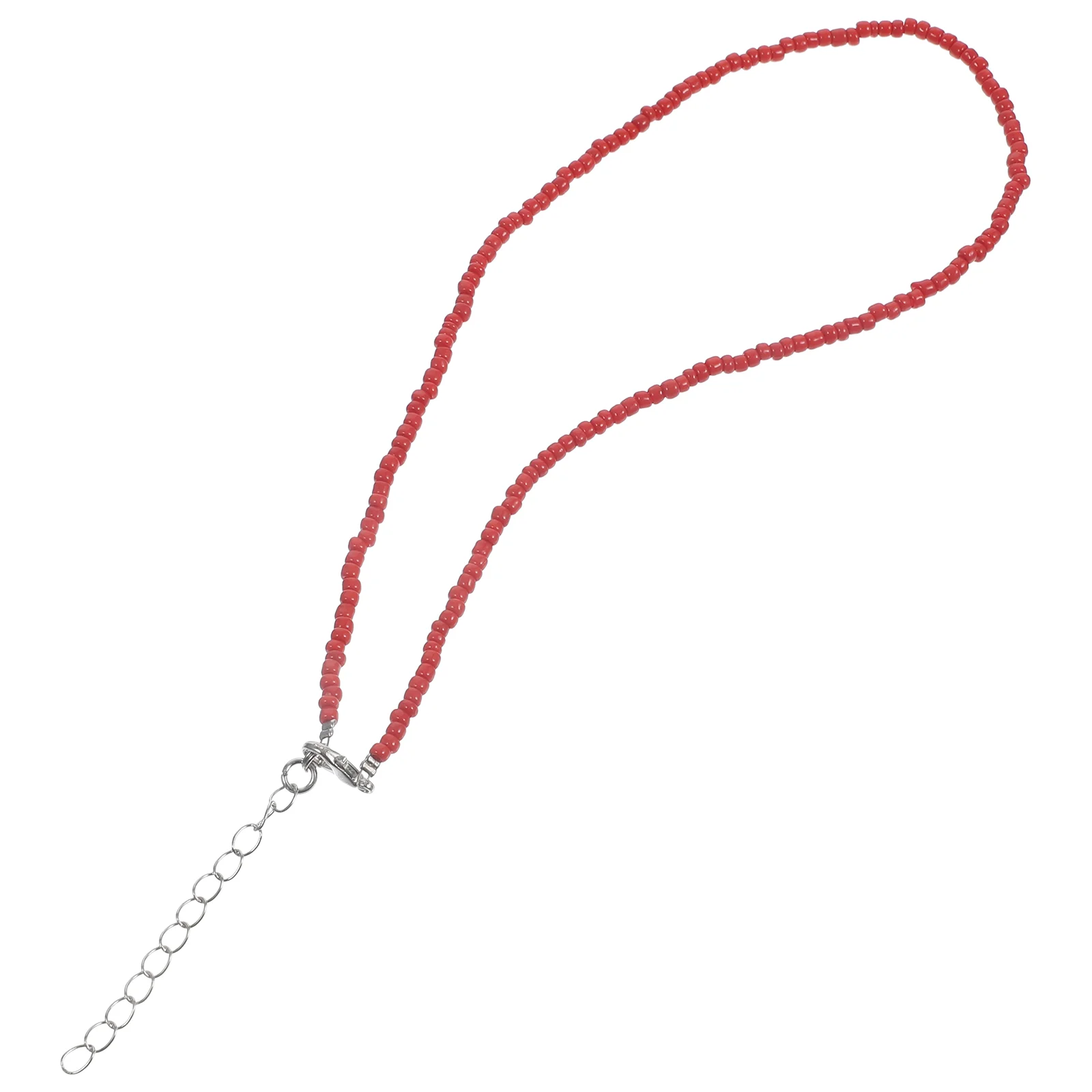 

1Pc Individual Character Beaded Single - Layer Necklace Simple Color Rice Bead Necklace (Red) woman necklace