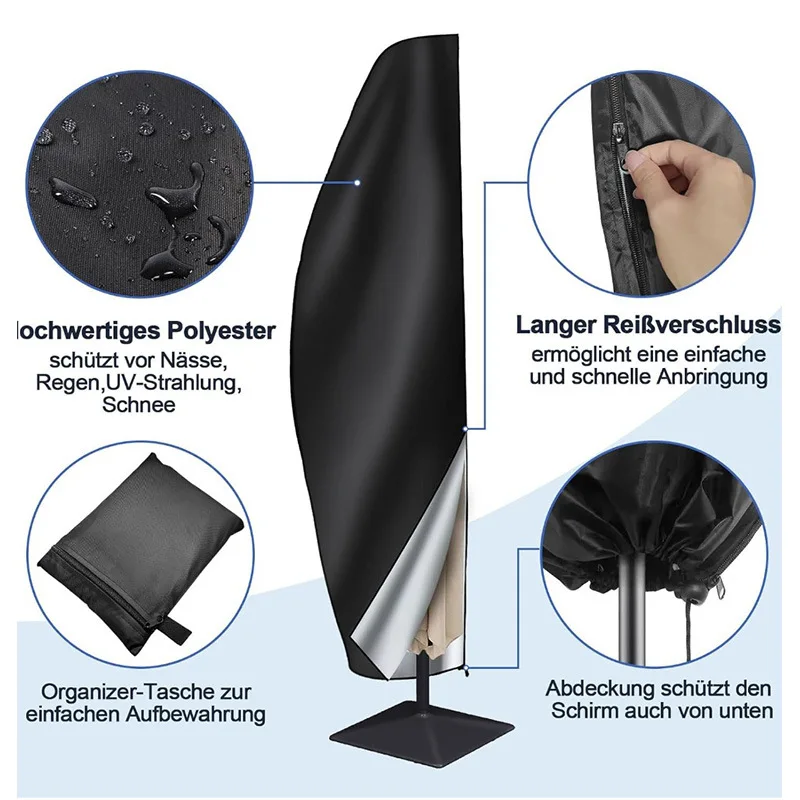 210D Silver Coated Oxford Cloth Rainproof Cover Outdoor Patio Courtyard Banana Umbrella Protective Umbrella Cover