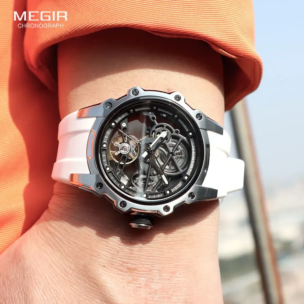 MEGIR 2243 Sport Automatic Movement Men's Watch Fashion Luxury Tourbillon Mechanical Watches for Men Relogios Masculino Relogio