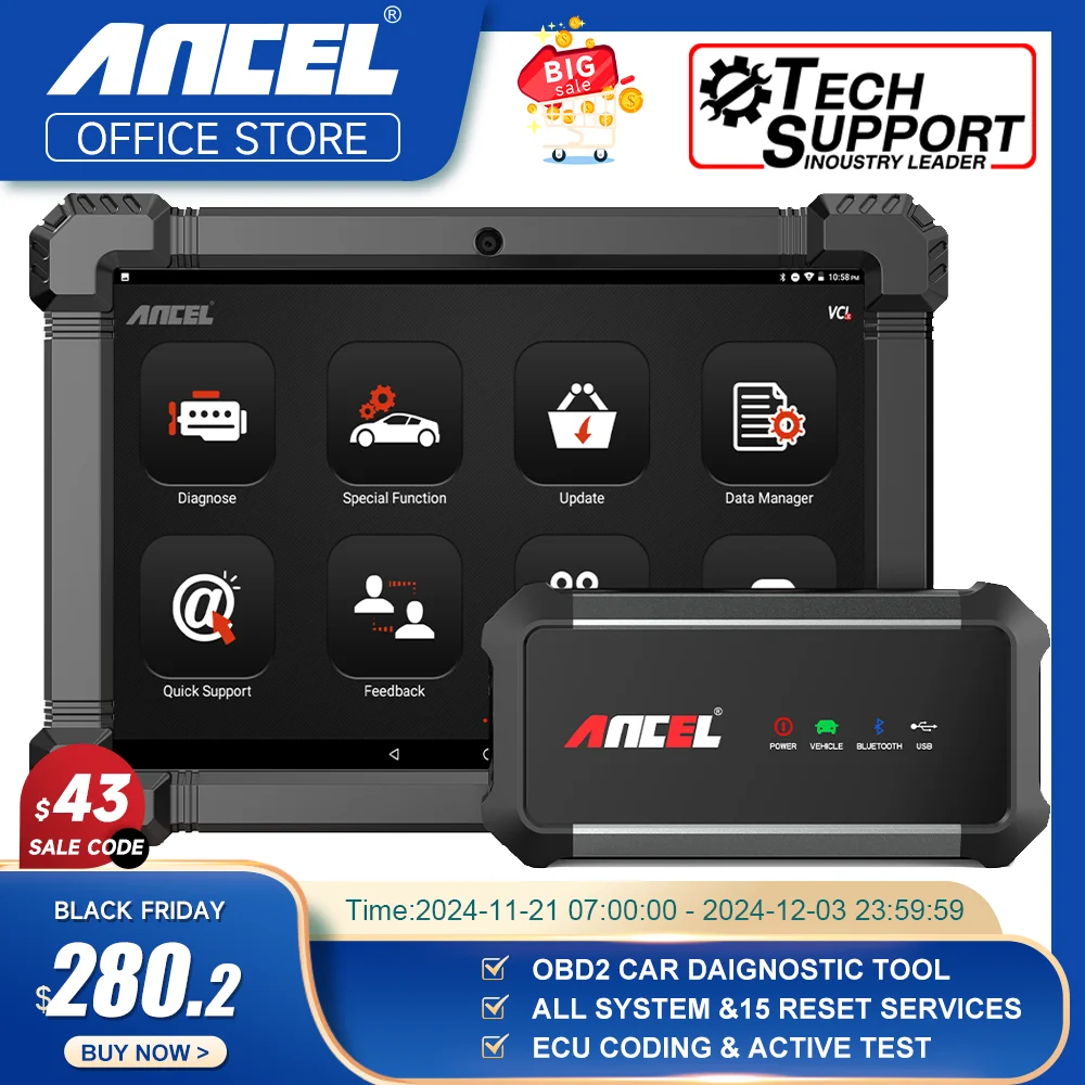 Ancel X7 OBD2 Automotive Scanner Professional OBD Scanner Full System ABS Oil EPB SAS Reset Bluetooth-compatible Diagnostic Tool