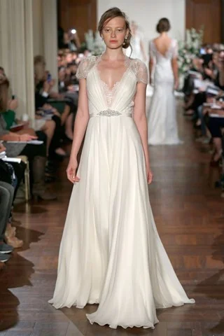 Винтажное пляжное свадебное платье Jenny Packham, сексуальное платье с глубоким V-образным вырезом, рукавами-крылышками, кружевными бусинами, шифоновое платье-футляр, свадебные платья