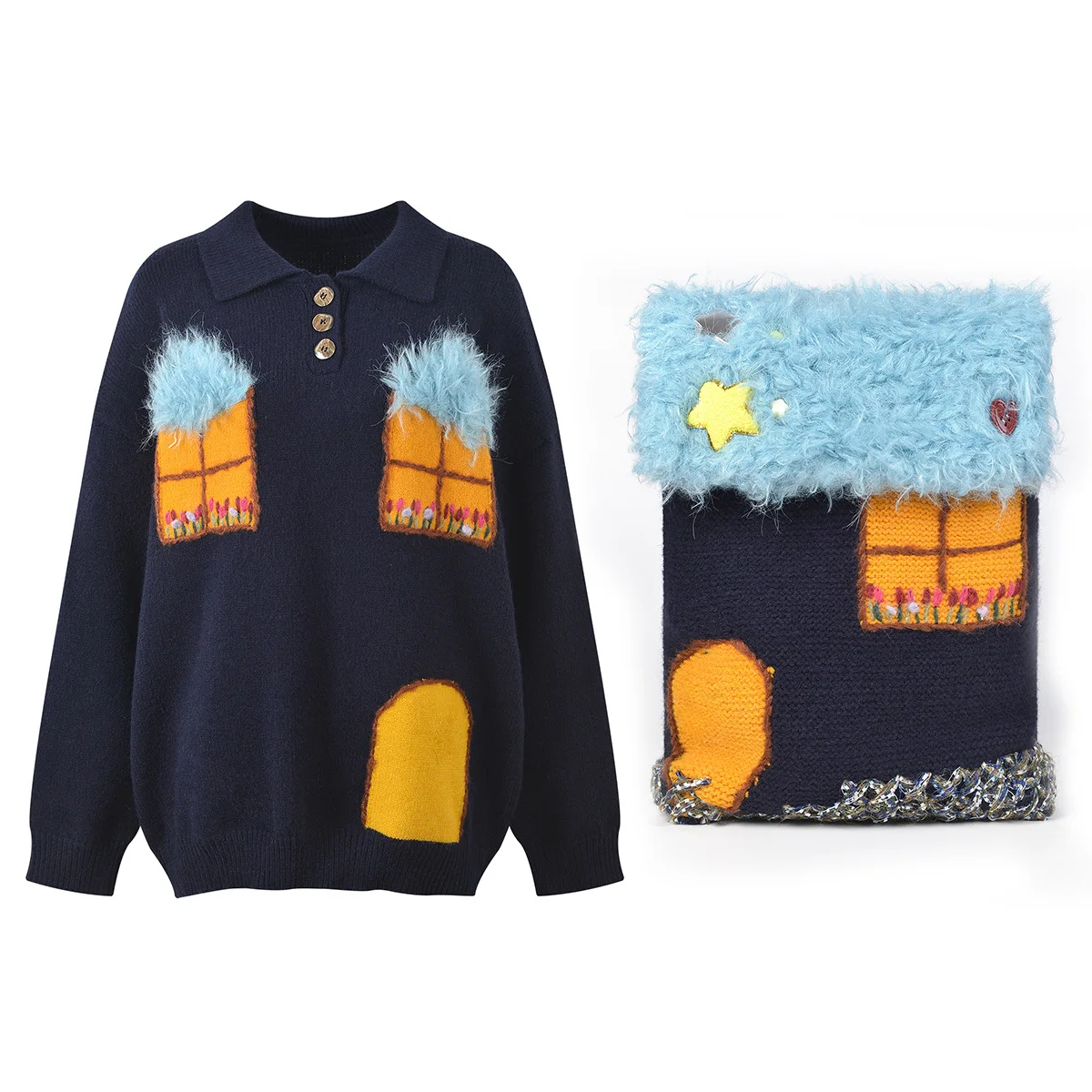 

Высококачественный женский вязаный свитер в европейском стиле, милый пушистый дизайн, классический комплект из двух предметов на весну и осень...