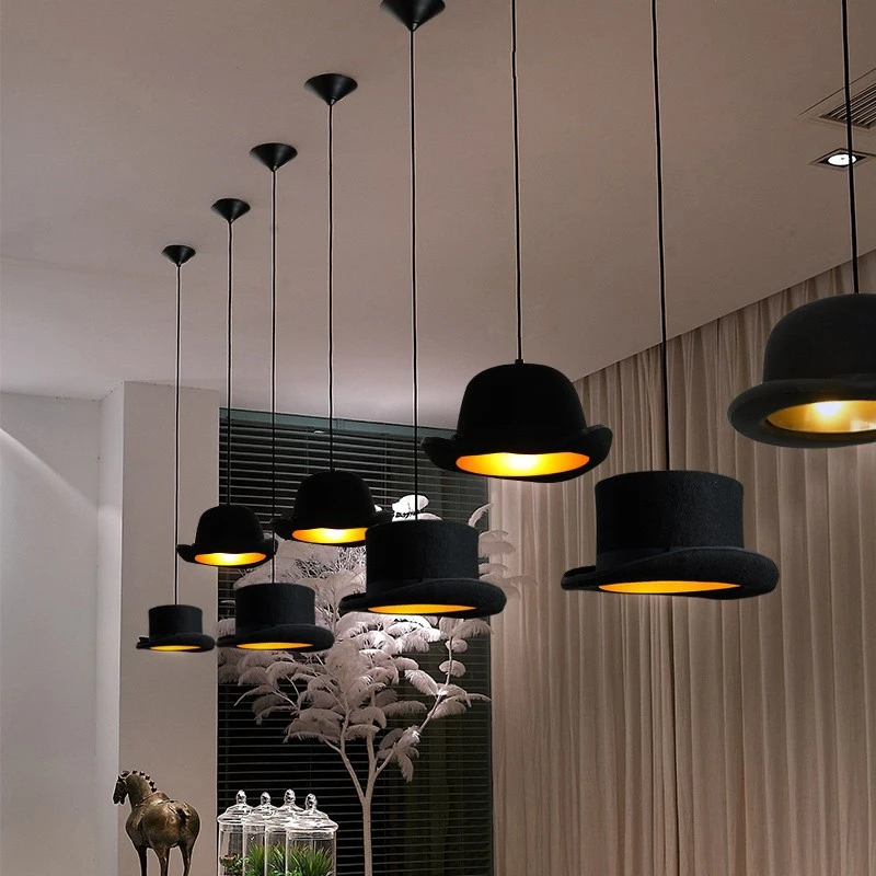 Nordic Hot Sale Hat Pendant Lights Creative home Black lampshade dining room decoration Pendant Lamp Decoration Indoor Lighting