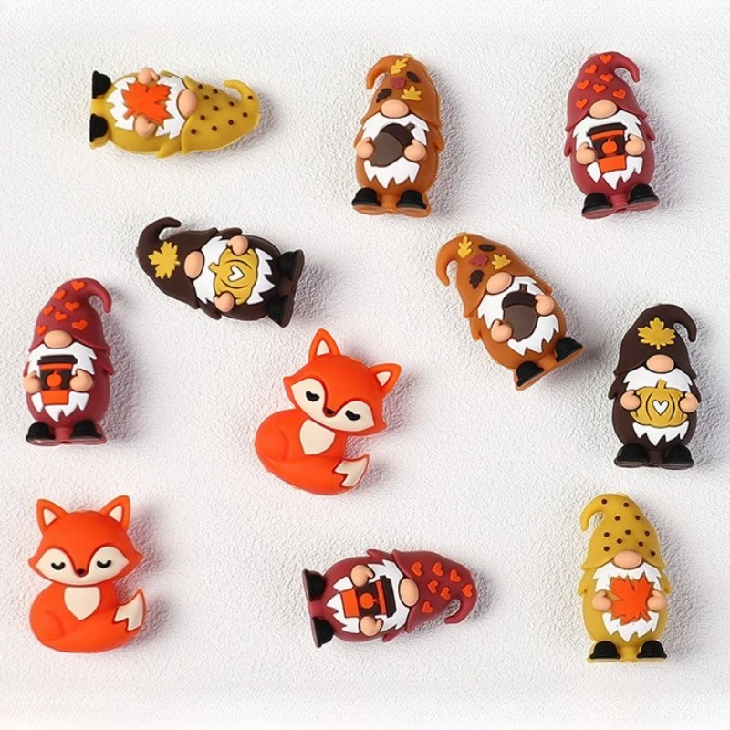 20pcs 3D Fox Silicone Beads Animal focal beads For Jewelry Making DIY Pacifier Chain Bracelet Necklace Jewelry Accessories